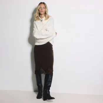 Dámská sukně Reserved - Sukně s krajkou - tmavě hnědá - YT123-89X - YT123-89X-L