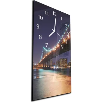 Hodiny Glasdekor Nástěnné hodiny 30x60cm noční Brooklyn most Materiál: plexi