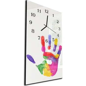 Hodiny Glasdekor Nástěnné hodiny 30x60cm veselá barevná ruka Materiál: plexi