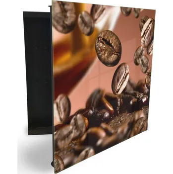 Skříňka na klíč Glasdekor skříňka na klíče - padající zrna kávy Otevírání: Pravé, Barva skříňky: Černá