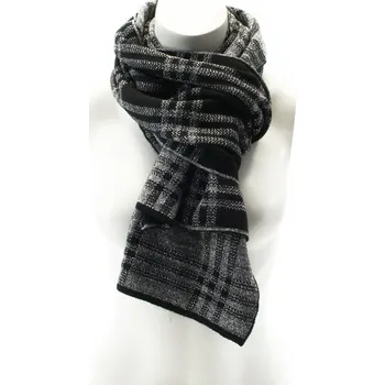 Šátek Černý dámský kostkovaný šátek se stříbrnou nitkou Mickael