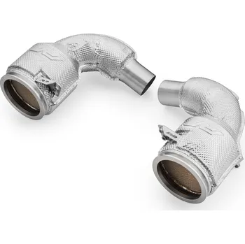 Zadní díl výfuku RM Motors Downpipe Porsche Carrera 992 GTS s katalyzátorem a tepelným štítem Catalytic Converter: MS