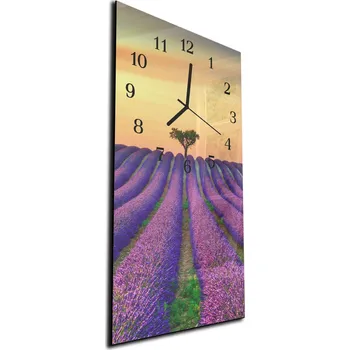 Hodiny Glasdekor Nástěnné hodiny levandulové pole 30x60cm Materiál: plexi
