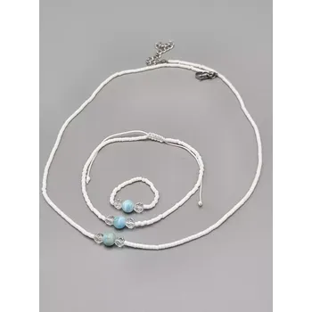 Náhrdelník Náhrdelník Larimar 6 mm a Křišťál a Delica 42 - 47 cm