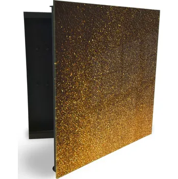 Skříňka na klíč Glasdekor skříňka na klíče - pozadí tmavé zlato Otevírání: Levé, Barva skříňky: Bílá