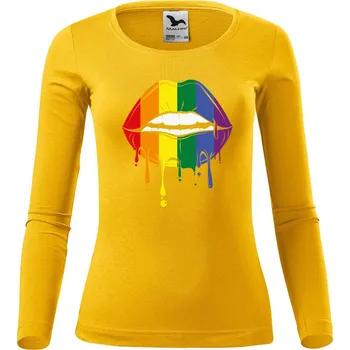 Dámské oblečení DOBRÝ TRIKO Dámské bavlněné triko Pride ústa Velikost: S, Barva: Žlutá