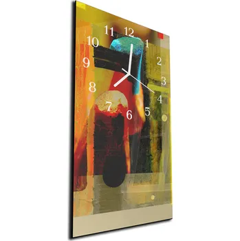 Hodiny Glasdekor Nástěnné hodiny 30x60cm abstraktní barevná olejomalba Materiál: plexi