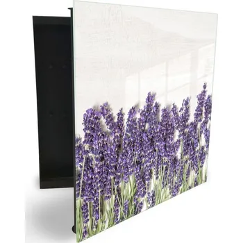 Skříňka na klíč Glasdekor skříňka na klíče - květ levandule na bílém podkladu Otevírání: Levé, Barva skříňky: Bílá