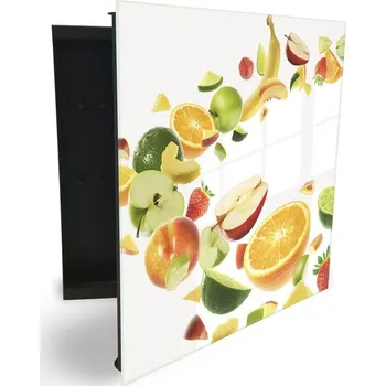 Skříňka na klíč Glasdekor skříňka na klíče - vlna ovoce na bílém podkladu Otevírání: Levé, Barva skříňky: Bílá