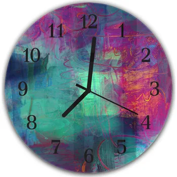 Hodiny Glasdekor Nástěnné hodiny kulaté pr.30cm akrylové barvy pozadí Materiál: plexi