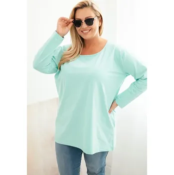 Dámská halenka Kesi Dámská halenka Plus Size 6874 s lodičkovým výstřihem Barva: Tyrkysová, Velikost: 2XL/3XL