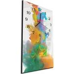 Glasdekor Nástěnné hodiny 30x60cm barevný kouř bílý podklad Materiál: kalené sklo