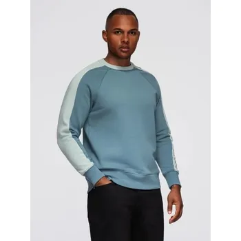 Pánská mikina Ombre Clothing Módní modrá mikina s kapucí a ozdobnými rukávy V4 OM-SSNZ-0200