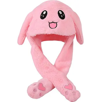 Čepice Excellent Plyšová čepice s pohyblivýma ušima - Růžový králíček