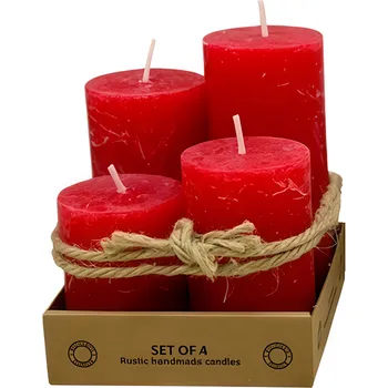 Svíčka Svíčky adventní Rustic Pillar (6×8/10/12/14 cm) 4ks