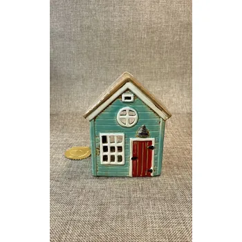 Keramický domeček pruhovaný tyrkysový (Keramický domeček pruhovaný tyrkysový)