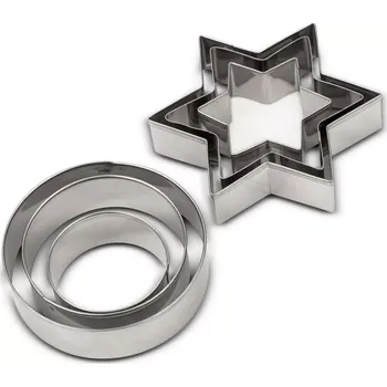 Vykrajovátko Sada vykrajovátek z nerezové oceli hvězda a kolečko MISTY 4–7 cm, 6 ks