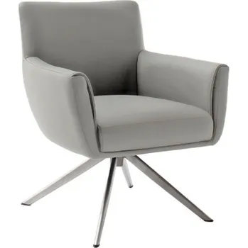 Jídelní židle Kožená otočná židle WILSON XL, krémová s ocelovou podnoží