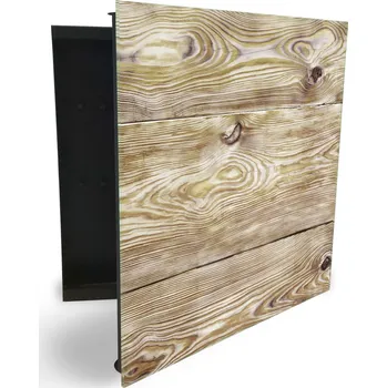 Skříňka na klíč Glasdekor skříňka na klíče - přírodní dřevo textura Otevírání: Pravé, Barva skříňky: Černá