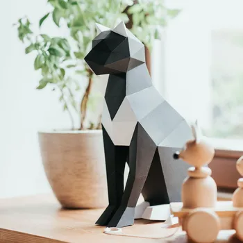 3D puzzle Kočka černá – papírová skládačka PaperTime