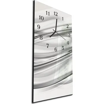 Hodiny Glasdekor Nástěnné hodiny 30x60cm jemně šedá vlna abstrakt Materiál: plexi