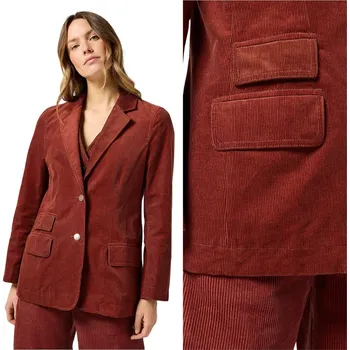 Dámské sako Wrangler BLAZER JACKET Hnědá dámská vypasovaná sako manšestrová XXL