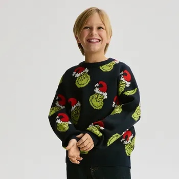 Chlapecká mikina Reserved - Vánoční svetr Grinch - tmavomodrá - 660FH-59X - 660FH-59X-152