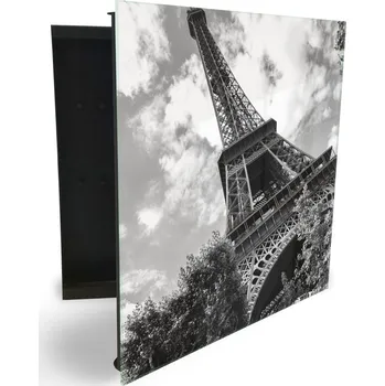 Skříňka na klíč Glasdekor skříňka na klíče - detail Eiffelova věž Paříž Otevírání: Pravé, Barva skříňky: Bílá