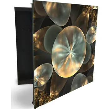 Skříňka na klíč Glasdekor skříňka na klíče - perleťové bubliny na černém Otevírání: Pravé, Barva skříňky: Bílá