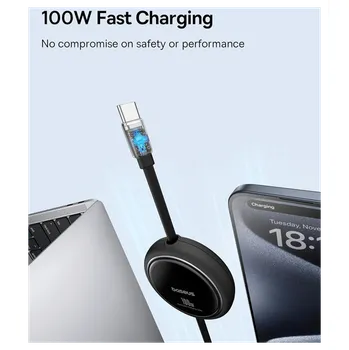 Datový kabel Navíjecí kabel Baseus Free2Pull USB-C/USB-C s nastavitelnou délkou až 2m 100W černý (balení po 2ks)