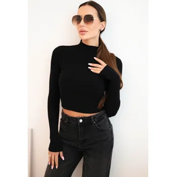 Dámská halenka Kesi Dámský svetřík s rolákem a ozdobnými knoflíky Barva: Černá, Velikost: UNI