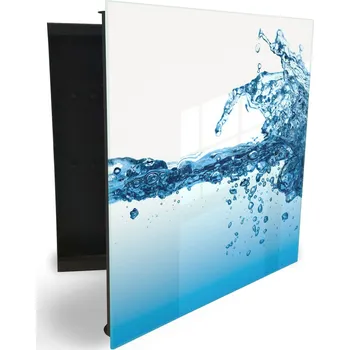 Skříňka na klíč Glasdekor skříňka na klíče - stříkající hladina vody Otevírání: Levé, Barva skříňky: Bílá