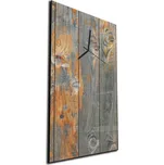 Glasdekor Nástěnné hodiny 30x60cm přírodní staré prkna Materiál: kalené sklo