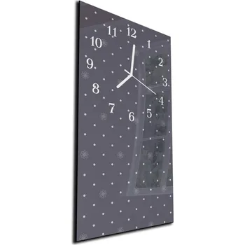 Hodiny Glasdekor Nástěnné hodiny 30x60cm bílý puntík, tm. šedý podklad Materiál: plexi