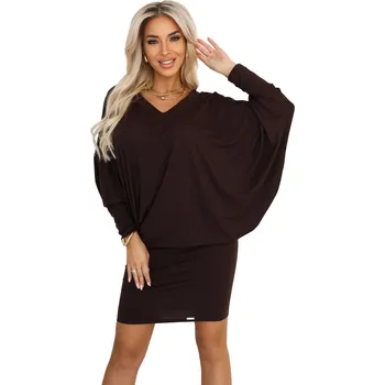 Dámské oblečení Dámské šaty 402-9 - NUMOCO čokoládová 2XL/3XL