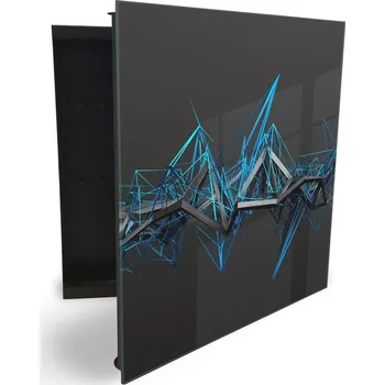 Skříňka na klíč Glasdekor skříňka na klíče - 3D abstrakce Otevírání: Levé, Barva skříňky: Bílá