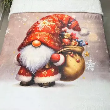deka NOVINKA 2025 ! MIKROFLANELOVÁ DEKA S BERÁNKEM 150x200cm - VÁNOCE - MERRY CHRISTMAS - SKŘÍTEK ČERVENÝ