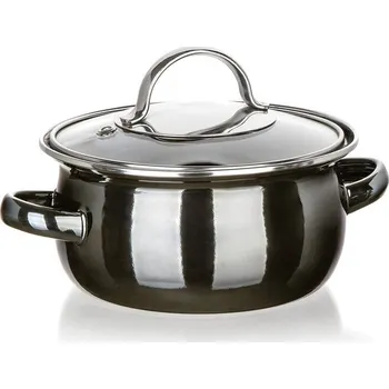 Hrnec Smaltovaný hrnec s poklicí METALLIC Black 0,71 l