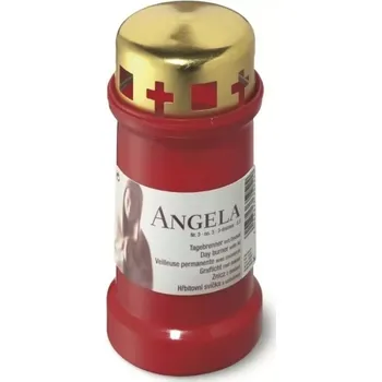Svíčka Hřbitovní svíčka s víčkem ANGELA červená 50 hod (výška 133 mm, šířka 67 mm)