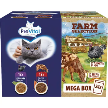Krmivo pro kočku PreVital kapsičky pro kočky Farm Select, maso, zelenina, omáčka 24x85g 2.04kg