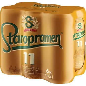 Pivo Staropramen 11, světlý ležák, plech multipack 6x0,5l 3l