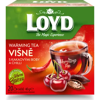 Čaj Loyd pyramida Warming Tea višně s kakaovými boby a chilli 20x2g 20ks
