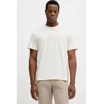 Pánské tričko Bavlněné tričko Calvin Klein Jeans LV04RD253G béžová 01X, vel. M