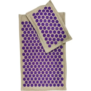 Masážní přístroj Akupresurní podložka s polštářem a taškou | relaxace - Sada 2 kusů šedofialové