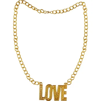 Karnevalový doplněk Kovový náhrdelník LOVE zlatý
