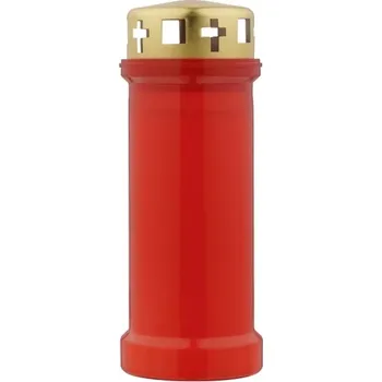 Svíčka Hřbitovní svíčka s víčkem červená 70 hod (výška 170 mm, šířka 60 mm)