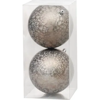 MagicHome vianočné gule na stromček, taupe, 12 cm, 2ks
