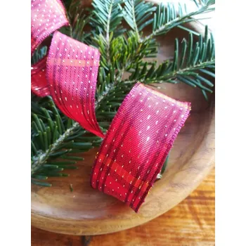 Stuha Kostkovaná stuha 1,6 m červená vánoční