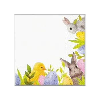 Papírový ubrousek Ubrousky velikonoční zvířátka a květiny (Anděl)