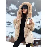 Dámská bunda s kapucí a kožíškem CHARMFUR Dstreet TY4768 Barva: Béžová, Velikost: M